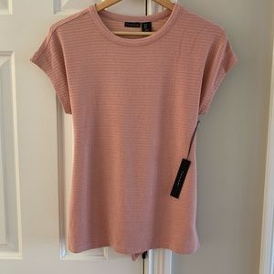 NWT Tahari Short Sleeve Pink Tie Waist top S